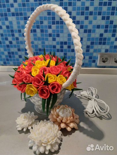 Корзинка-светильник с розами