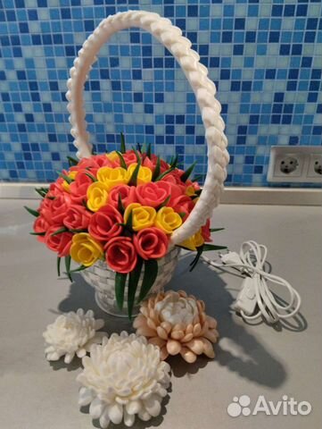 Корзинка-светильник с розами