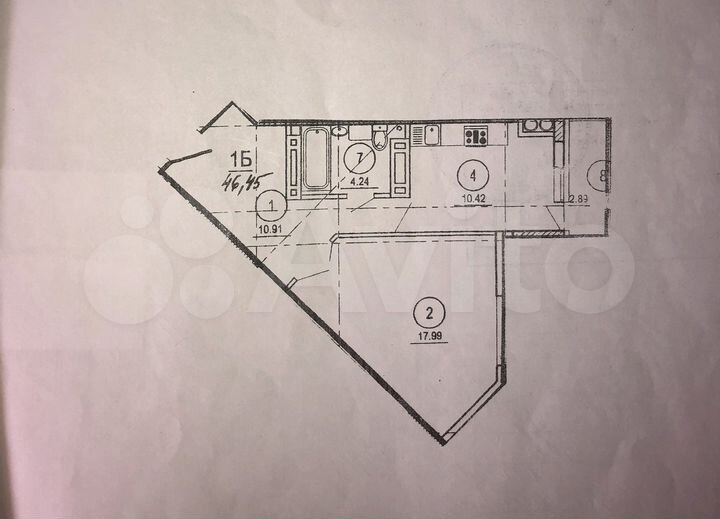 1-к. квартира, 46,5 м², 3/16 эт.