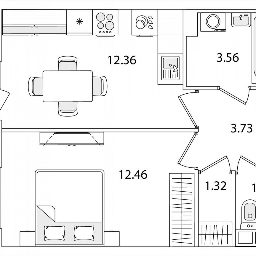 1-к. квартира, 36,3 м², 3/9 эт.