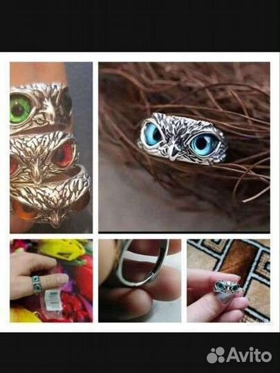 Кольцо Сова, Котик (универсальный размер)