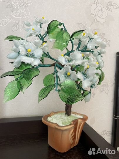 Подарок Декор цветущее дерево из стекла