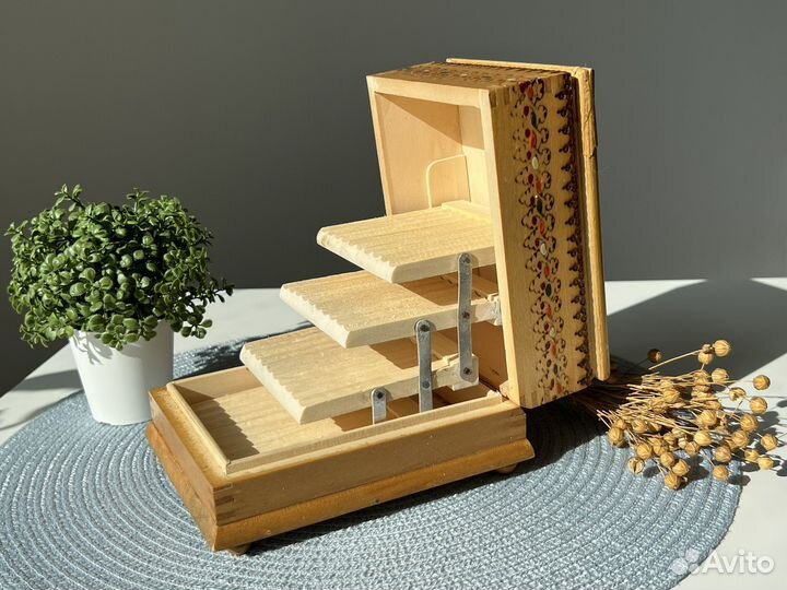 Сигаретница шкатулка деревянная винтаж