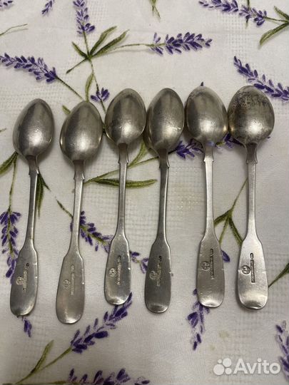 Комплект редких чайных ложек серебро 84 Овчинников