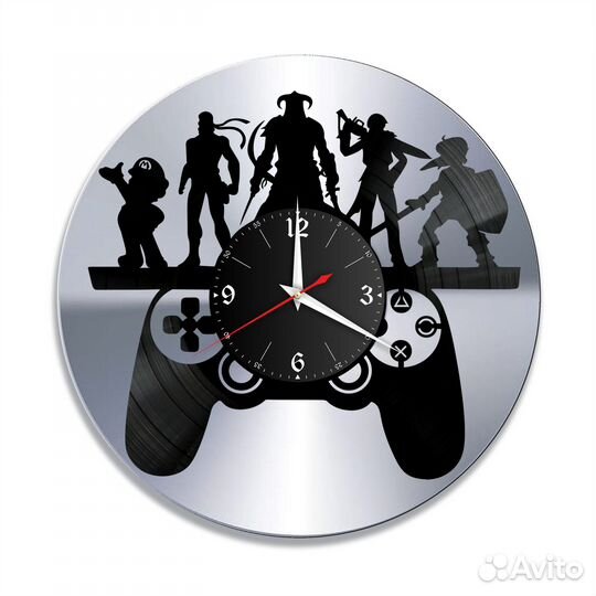 Геймер, серебро №1 часы из винила