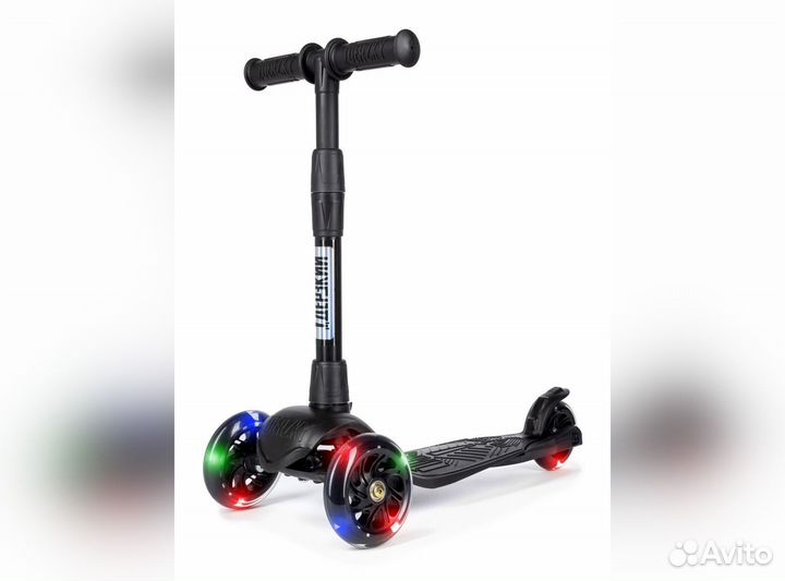 Самокат детский baby (светящиеся колеса) черный