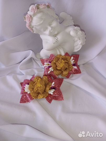 Заколки-бантики для волос ручной работы