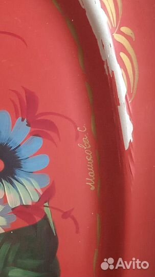 Поднос с ручной росписью железный винтаж