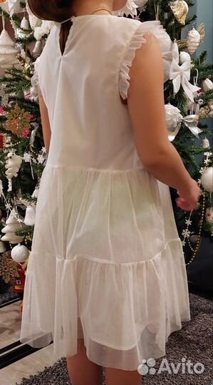 Платье детское нарядное р 140 белое