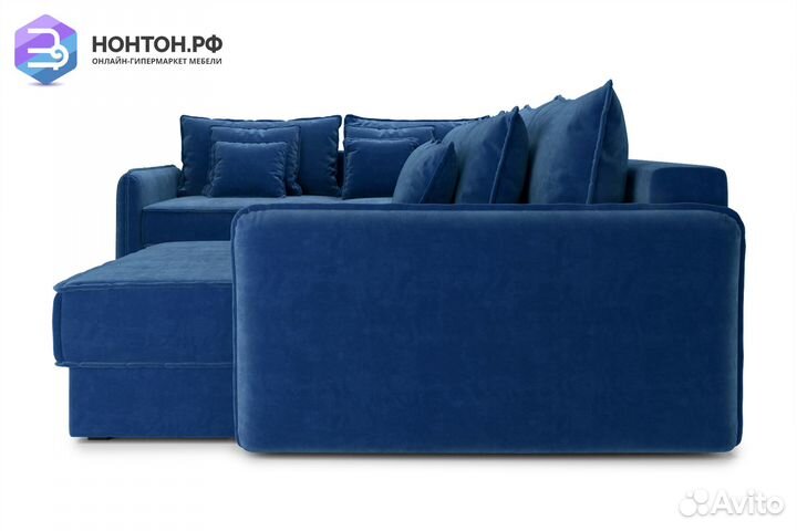 Диван п-образный тик-так Антей темно-синий
