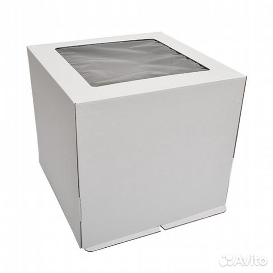 Короб картонный белый 30*30*30 см с окном