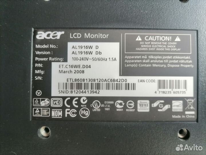 Монитор Acer AL1916W