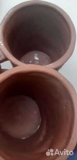 Пара глиняных пивных кружек ручной работы