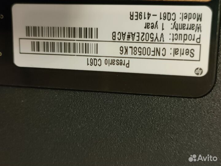 Ноутбук HP compaq presario CQ61