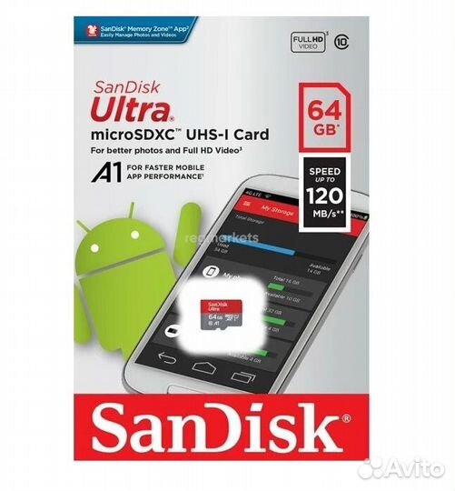 Карта памяти Sandisk Ultra Microsdxc 64 гб sdsquns