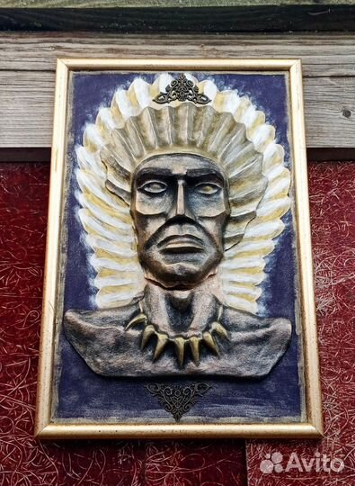 Барельеф панно Великий Вождь Майя Ацтеков