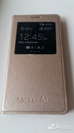 Смарт Чехол S-View для Samsung A7 (2015) Золотой