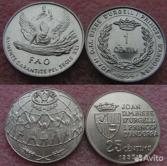 Монеты Андорры, Аргентины, Армении