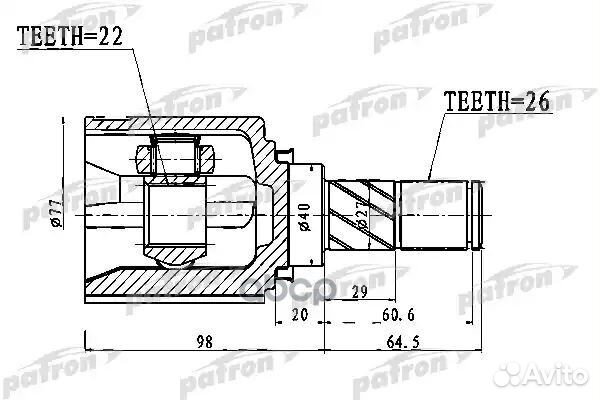 Шрус внутренний 22x40x26 nissan micra C+C (CK12