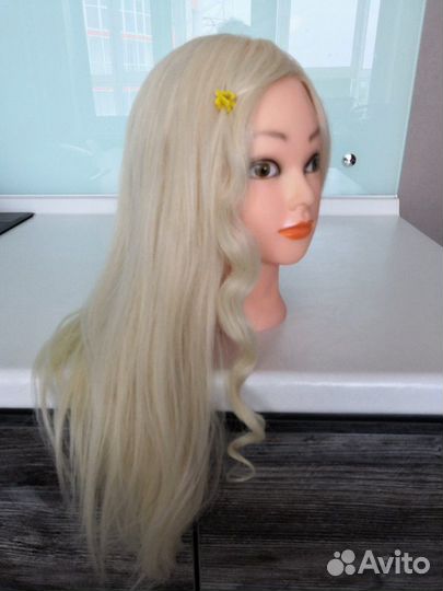 Голова-манекен болванка с натур. волосами блонд