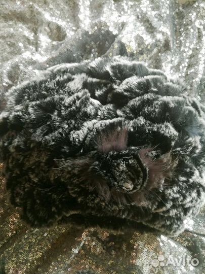 Шапка из натурального кролика вязаная