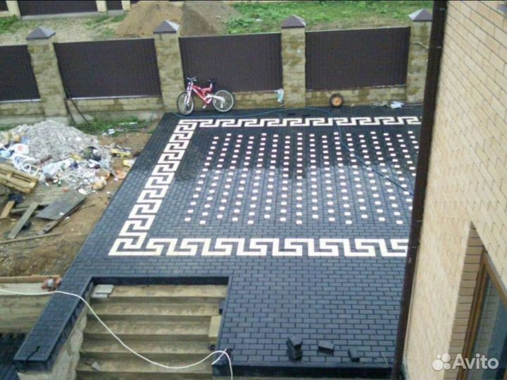 Тротуарной плитка брусчатка укладка