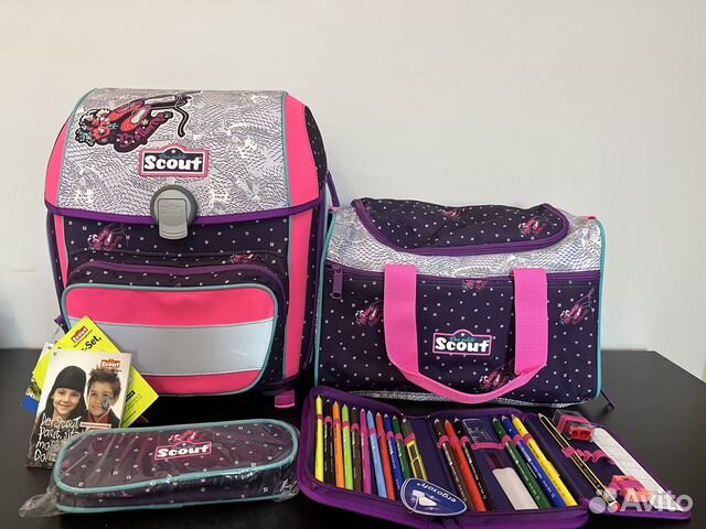 Новый школьный ранец Scout с принадлежностями