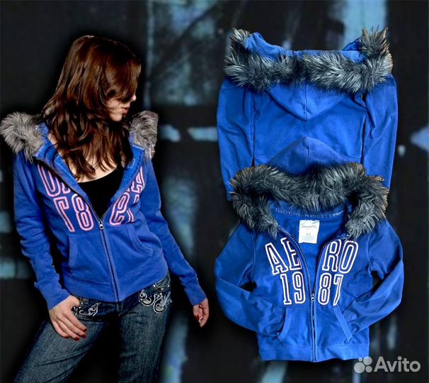 Зип худи с мехом y2k