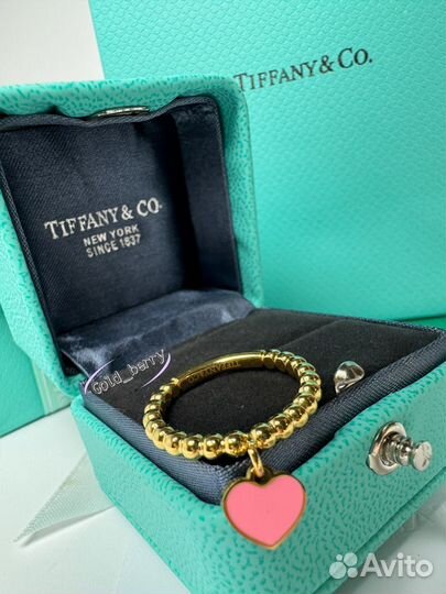 Кольцо сердце tiffany с коробкой