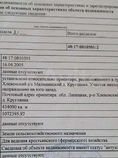 Участок 44 га (СНТ, ДНП)