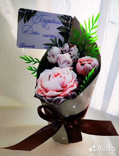 Мини-букет из пионов (мыльная эко-композиция)