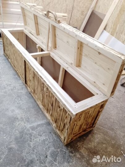 Сундук-лавка из дерева для бани, дачи, терассы