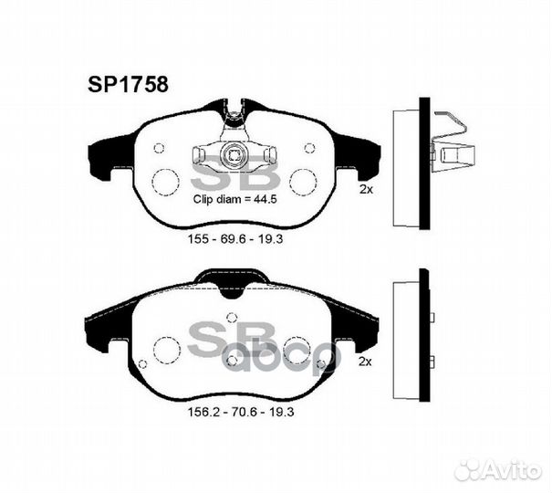 SP1758 колодки дисковые передние Opel Vectra C