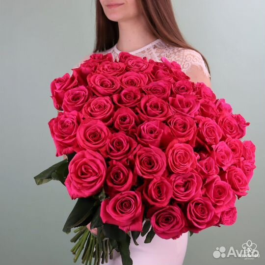 Розы: букет красных роз 55 шт доставка Динская