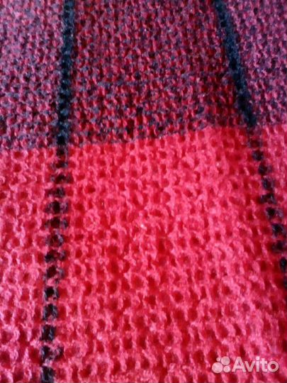 Плед в клетку шерсть полуторный