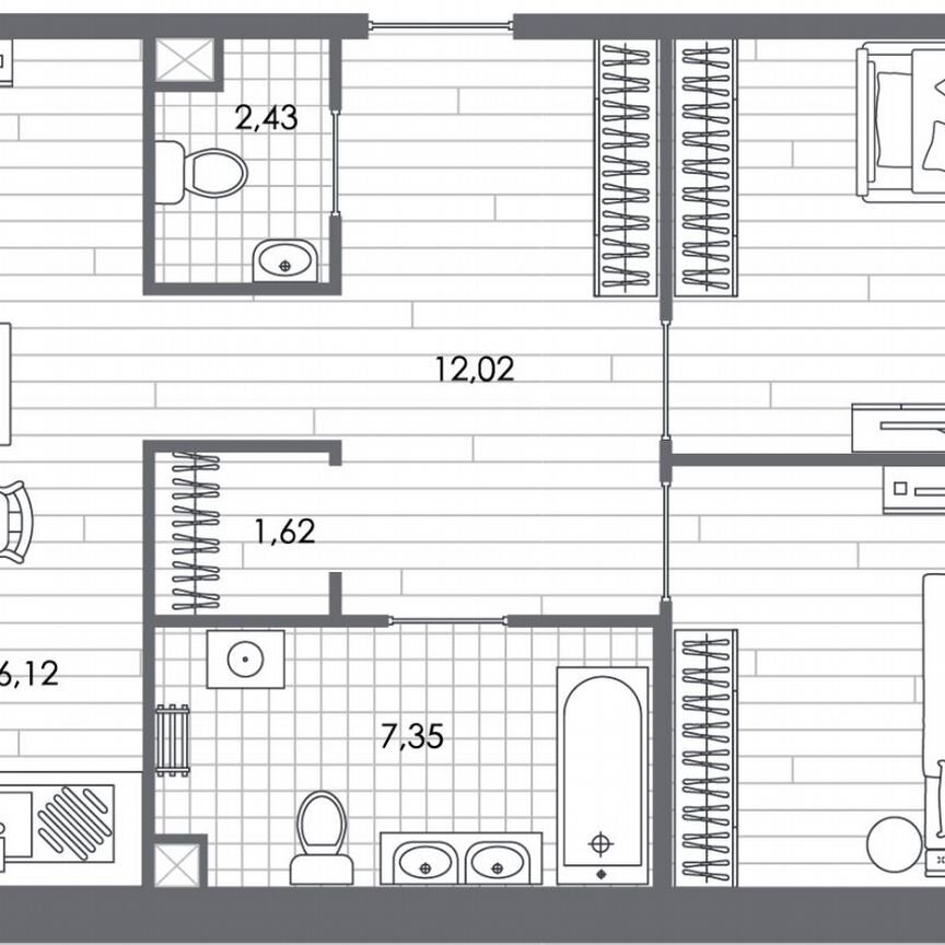 2-к. квартира, 81,6 м², 2/8 эт.