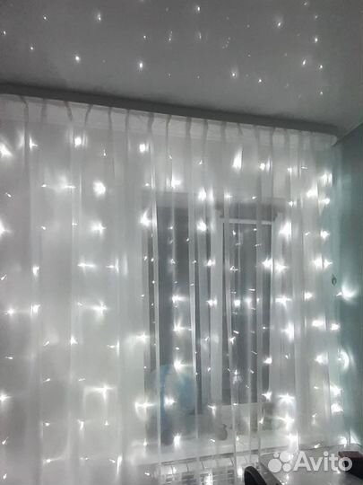 Гирлянда штора 3 на 2 белый холодный цвет