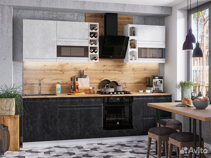 Кухня Бруклин шкаф шв300 фасад шв 300 бетон белый