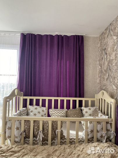 Детская кроватка с бортиками+постельное белье