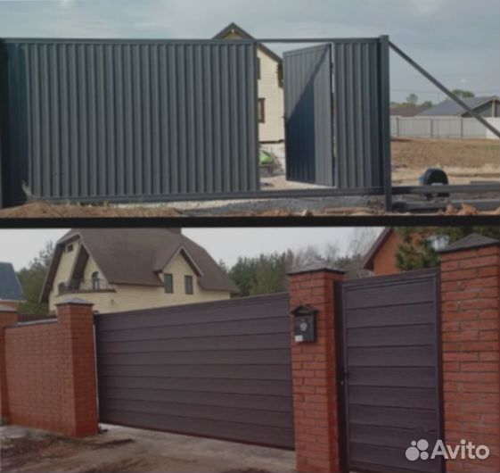 Откатные\Распашные ворота с монтажом с покраской