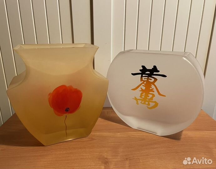 Ваза стекло маки и в китайском стиле