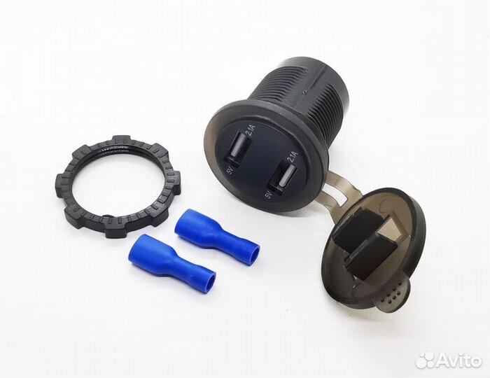 Розетка 2xUSB врезная с вольтметром