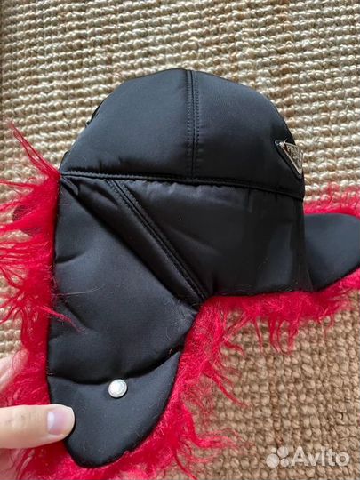 Шапка Prada Black-Red Faux Fur Trapper Hat
