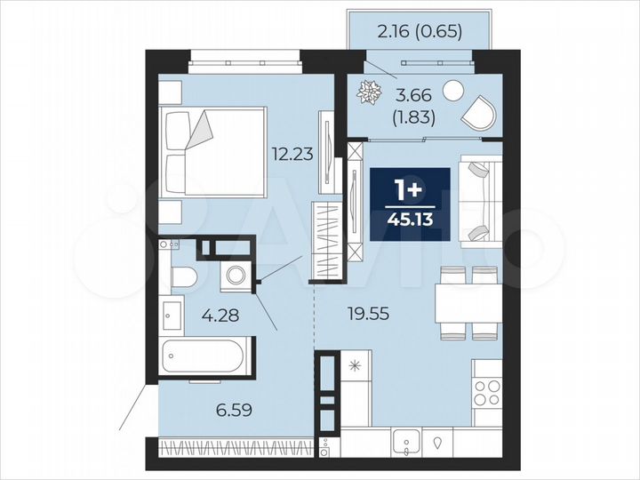 1-к. квартира, 45,1 м², 4/22 эт.