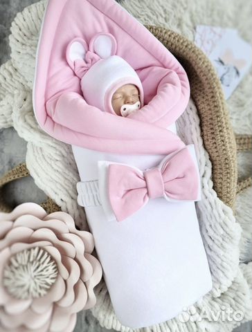 Конверт на выписку для девочки зима/ плед