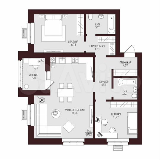 3-к. квартира, 99,1 м², 3/9 эт.