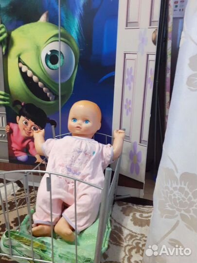 Пупс кукла с кроваткой