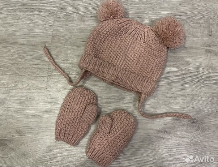 Шапка zara варежки zara