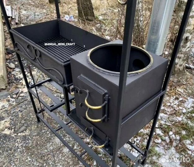 Мангал с печкой под казан