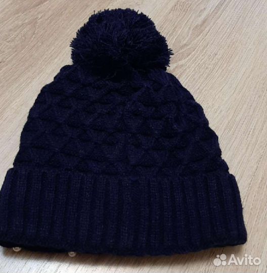 Новая теплая шапка для девочки на 52-54